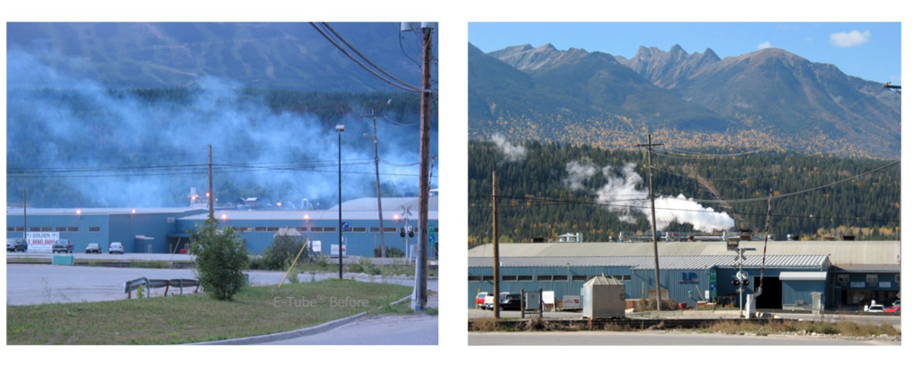 Antes y después de la instalación de ESP húmedo en un secador de chapas